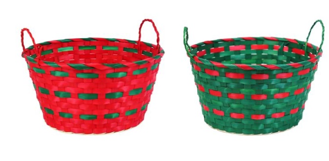 Christmas Red/Green Bucket Basket - Click Image to Close